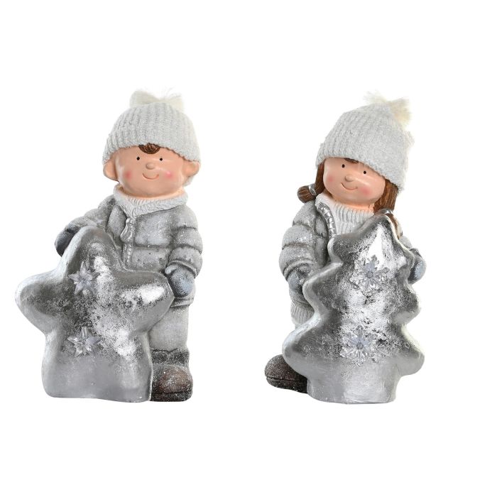 DKD Home Decor Figura de Navidad Moderna Niños LED a Pilas AAA Magnesia Plateado Blanco 18.5x39.5x25.5 cm (2 Unidades) 3 DKD Home Decor Figura de Navidad Moderna Niños LED a Pilas AAA Magnesia Plateado Blanco 18.5x39.5x25.5 cm (2 Unidades) 3