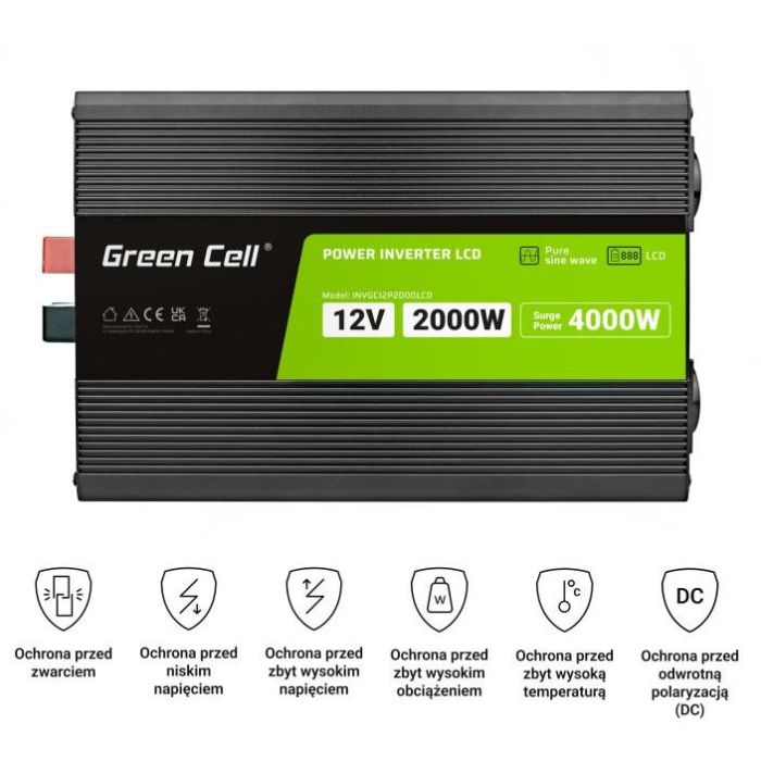 Green Cell KFZ Spannungswandler Power Inverter 12V > 230V 2000W/4000W Display 4 Green Cell KFZ Spannungswandler Power Inverter 12V > 230V 2000W/4000W Display 4