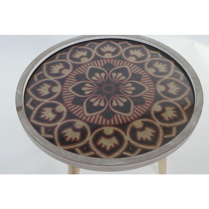 DKD Home Decor Mesita Auxiliar Colonial Estilo Marroquí Madera MDF Natural Negro para Salón Dormitorio Desmontable 40x40x41 cm 1
