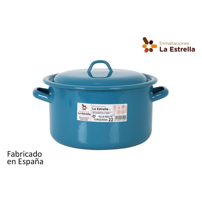 Olla Recta con Tapa 22 cm Turquesa - La Estrella (6 Unidades) Olla Recta con Tapa 22 cm Turquesa - La Estrella (6 Unidades)