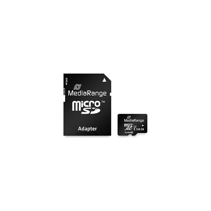 MediaRange MR945 Tarjeta MicroSDXC de 128GB, Clase 10, UHS-I, Incluye Adaptador SD MediaRange MR945 Tarjeta MicroSDXC de 128GB, Clase 10, UHS-I, Incluye Adaptador SD