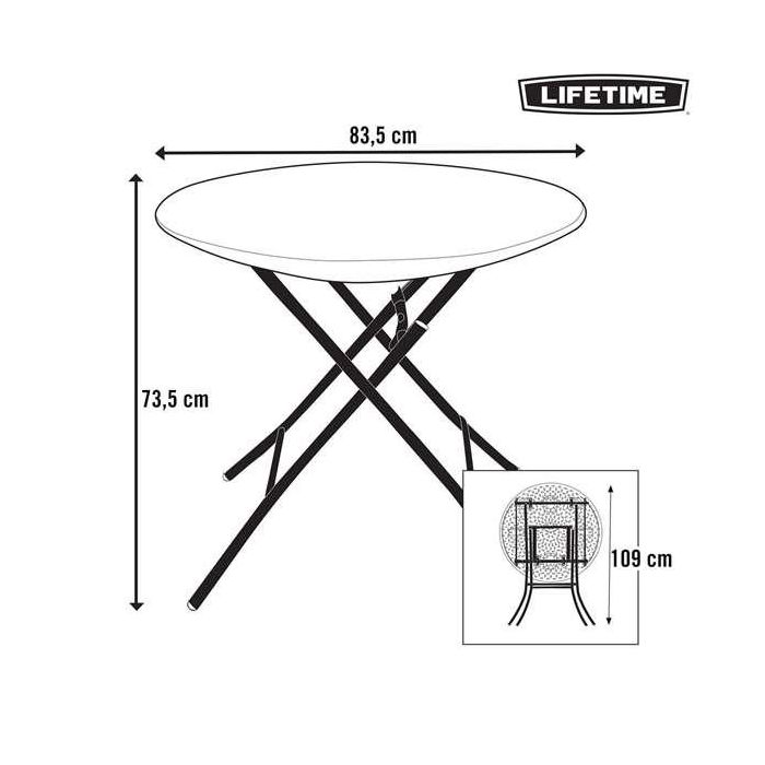 Mesa auxiliar Lifetime Blanco 83,5 x 73,5 x 83,5 cm Acero Plástico 1
