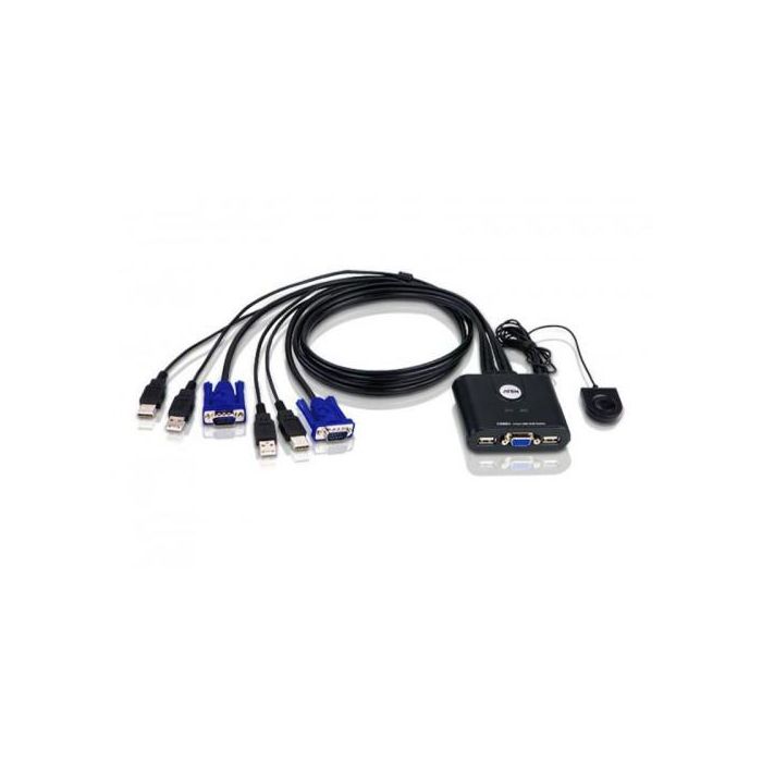 Aten 2-Port USB VGA KVM Switch con Selector Remoto de Puertos para Computadoras