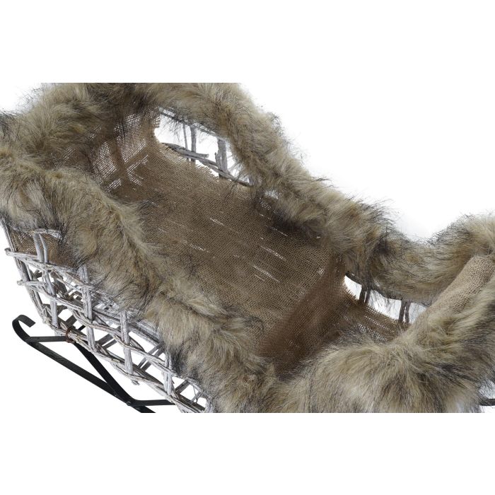 DKD Home Decor Reno Navidad Alpina LED Mimbre Blanco Marron 30x30x58 cm Set de 3 1