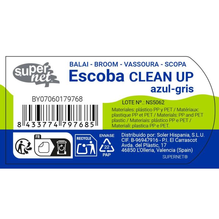 Inde Escoba Cleanup Azul/Gris 8,5 cm ancho x 11,5 cm alto x 32,7 cm largo 3
