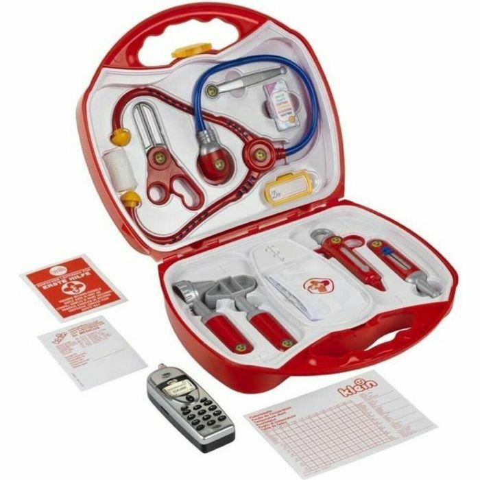 Klein Estuche Médico Portátil con Teléfono Móvil para Niños +3 Años - Maletín de Juego de Rol Doctor con 10+ Instrumentos Realistas