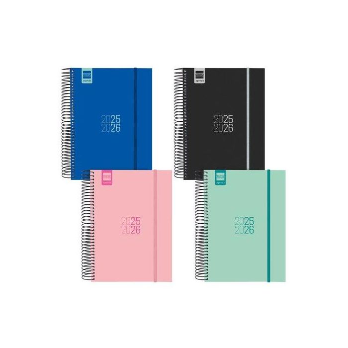 Agenda Escolar (2025-26) Finocam Catalan Espir Espiral Tapa Pp D/P E10 155X212 Con Goma Assortiment Pack De 8