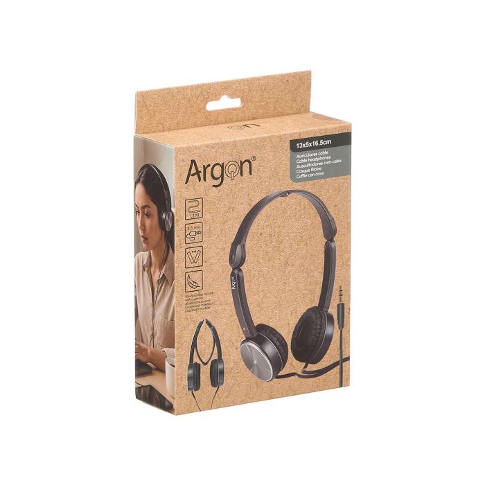 Argon Auriculares con Cable 1.2m Negro Dimensiones 13x17x13cm 2