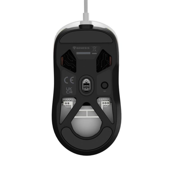 GENESIS Krypton 660 Ratón Gaming Óptico Ambidextro 12000 DPI, Ultraligero 49g, Cable USB Paracord, Huano Purple 90M Clicks, Blanco 2