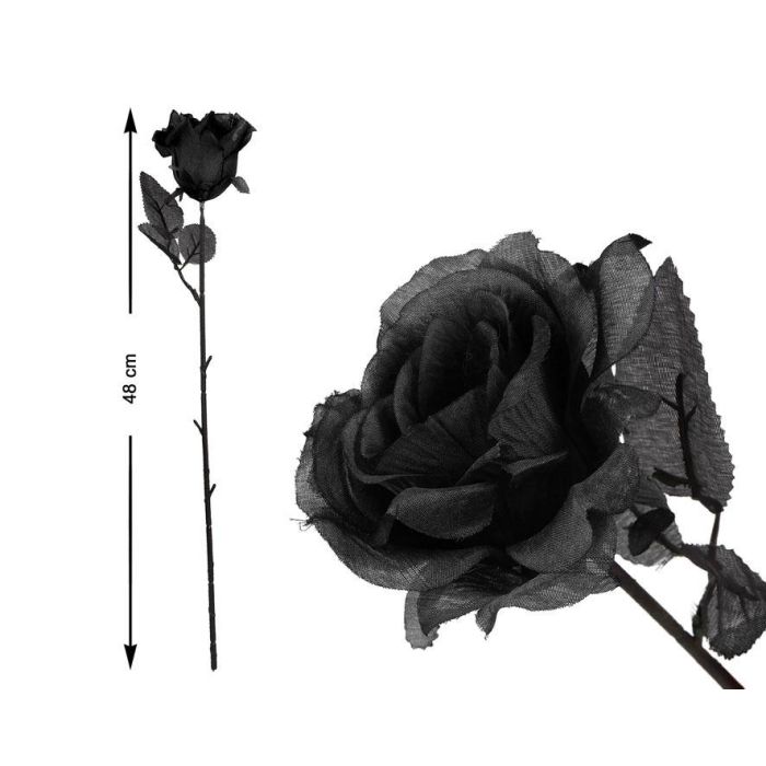 Flor 48 cm Rosa Negra Halloween