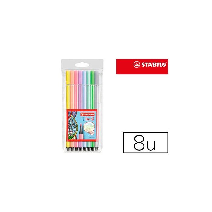 Rotulador Stabilo Acuarelable Pen 68 Estuche De 8 Colores Surtidos Pastel