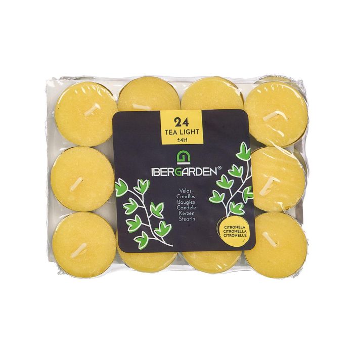 Ibergarden Set 24 Tealight Citronela 4H 15x3x11cm Aluminio Cera Amarillo Plata (Set de 24) 2