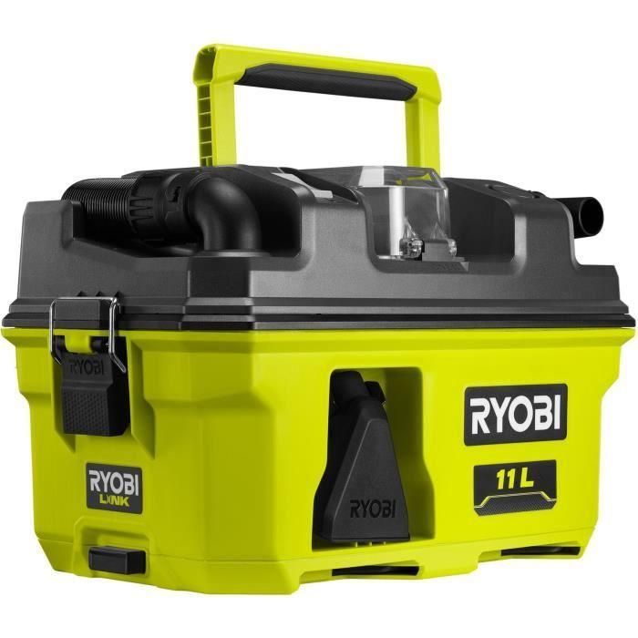 Aspirador de taller RYOBI RV1811-0 18V - 1500l/min - Colector de 11 L - Filtro HEPA H12 - Adaptador, boquilla para rincones y boquilla embudo Aspirador de taller RYOBI RV1811-0 18V - 1500l/min - Colector de 11 L - Filtro HEPA H12 - Adaptador, boquilla para rincones y boquilla embudo