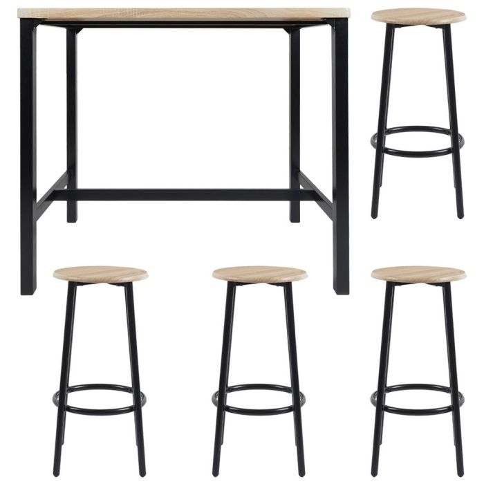Home Deco Factory Juego De Mesa Con 4 Taburetes Loka, Estilo Industrial, Hierro y MDF, Mesa 100x60 cm h.86 cm, Taburete d.30 cm h.62 cm 2 Home Deco Factory Juego De Mesa Con 4 Taburetes Loka, Estilo Industrial, Hierro y MDF, Mesa 100x60 cm h.86 cm, Taburete d.30 cm h.62 cm 2