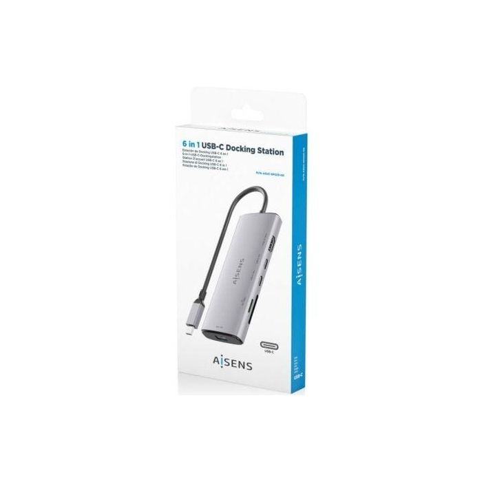 Docking USB Tipo-C Aisens ASUC-6P029-GR/ 1xHDMI/ 1xUSB/ 2xUSB Tipo-C/ 1xLector de Tarjetas/ Gris 2