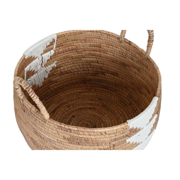 Cesta Boho DKD Home Decor Natural Blanco 55 x 40 x 55 cm Set de 3 1