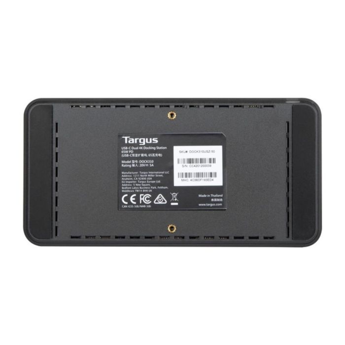 Targus DOCK310EUZ Docking Station USB-C Universal para Portátil 65W PD, Doble HDMI 4K, 3x USB-A, Ethernet - Negro 4 Targus DOCK310EUZ Docking Station USB-C Universal para Portátil 65W PD, Doble HDMI 4K, 3x USB-A, Ethernet - Negro 4