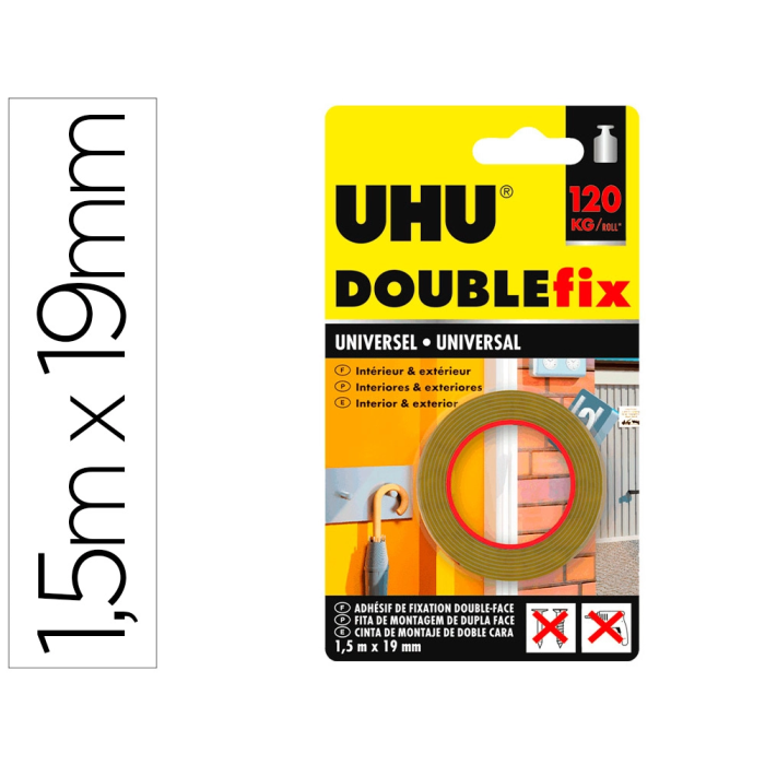 Uhu Cinta Adhesiva Doble Cara Extra Fuerte Marrón 1,5 m x 19 mm Montaje Permanente Resistente Humedad 0 Uhu Cinta Adhesiva Doble Cara Extra Fuerte Marrón 1,5 m x 19 mm Montaje Permanente Resistente Humedad 0