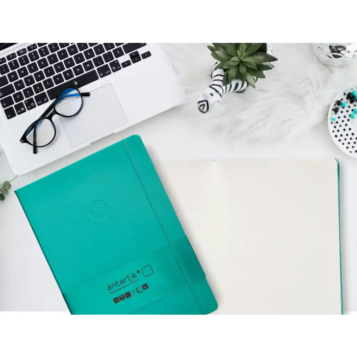 Antartik Cuaderno A4 Tapa Dura con Gomilla, Hojas de Puntos Turquesa, 100 Hojas, 80gr, Certificación FSC 9