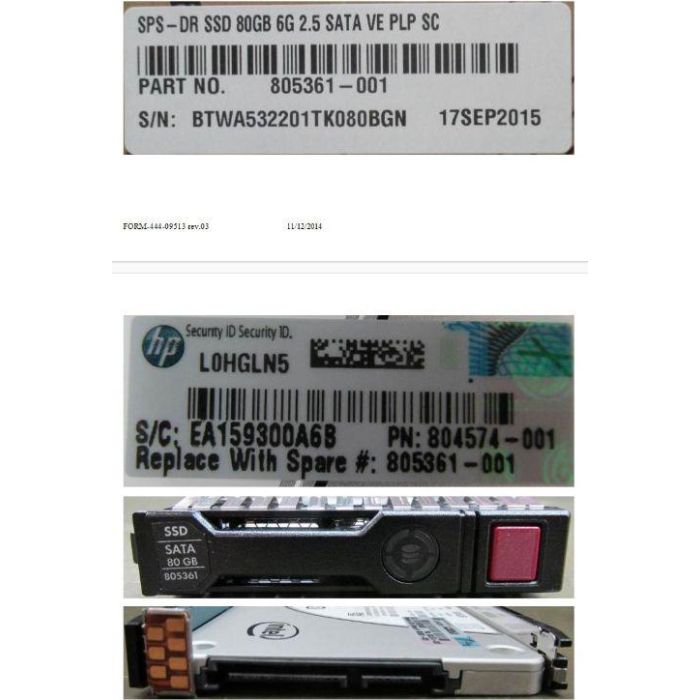 Hewlett Packard Enterprise 80GB 2.5" Serial ATA III (SATA III) 6 Gbit/s Disco Duro, Sustitución Calificada HP