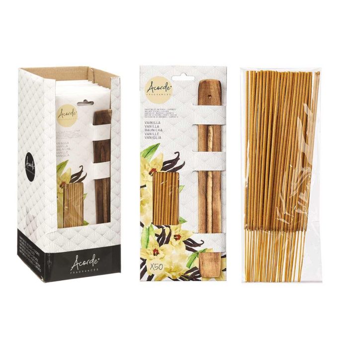 Set 50 Barras Incienso Soporte Madera Vainilla Acorde 12X29CM (24 Unidades) 2 Set 50 Barras Incienso Soporte Madera Vainilla Acorde 12X29CM (24 Unidades) 2