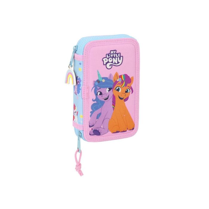 Plumier Doble My Little Pony Wild & free Azul Rosa 12.5 x 19.5 x 4 cm (28 piezas)