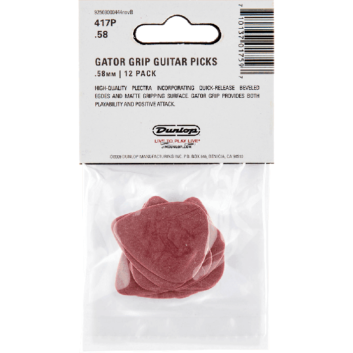 Dunlop Pack 12 Púas Gator Grip 0,58Mm 3