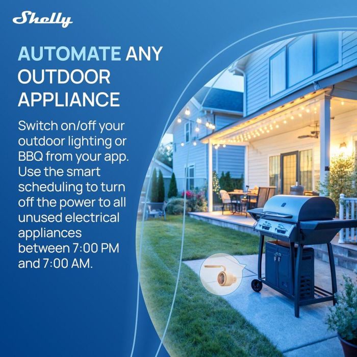 Shelly Outdoor Plug S Gen3 Enchufe Inteligente Exterior con Medición de Potencia, Wi-Fi, Matter, Bluetooth 12A 5
