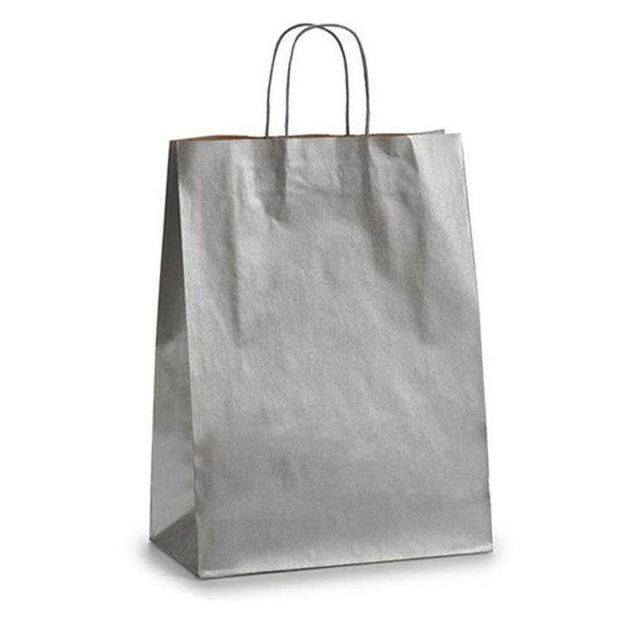Bolsa de Papel Pincello Plateado Plata 12 x 52 x 32 cm (25 Unidades) 1