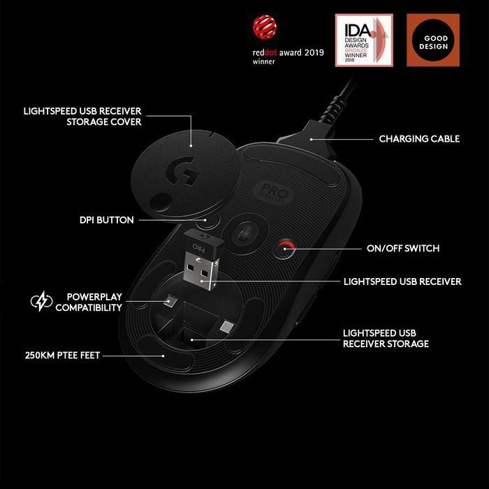 Logitech PRO Wireless Gaming Mouse, RF Wireless, Lithium Polymer (LiPo), Black 9 Logitech PRO Wireless Gaming Mouse, RF Wireless, Lithium Polymer (LiPo), Black 9