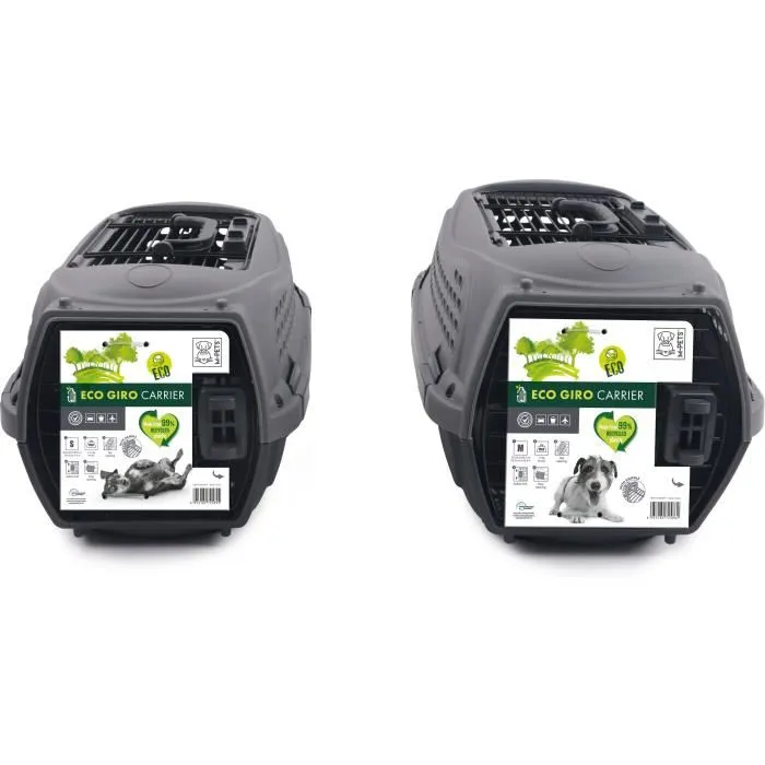M Pets Jaula de Transporte para Gatos ECO GIRO Jaula de Plástico Talla S Gris 4