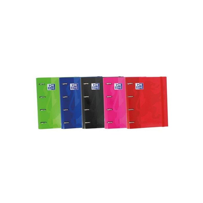 Oxford Europeanbinder Classic Carpeta 4 Anillas 35 mm Din A4 Tapa Extradura Con Goma Elástica Y Recambio Cuadriculado 5x5 mm