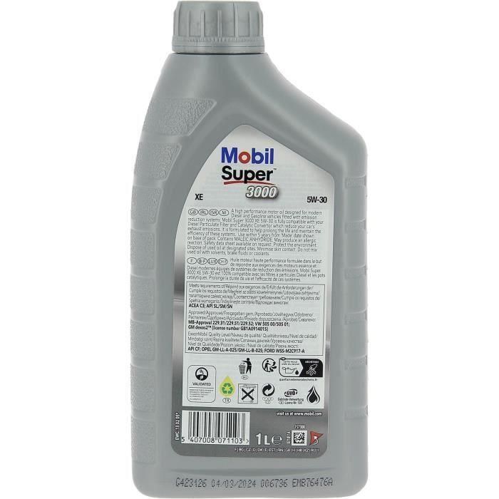 Contenedor de aceite de motor - MOBIL - S3000 5W30 XE - 1 L - 4 estaciones 2