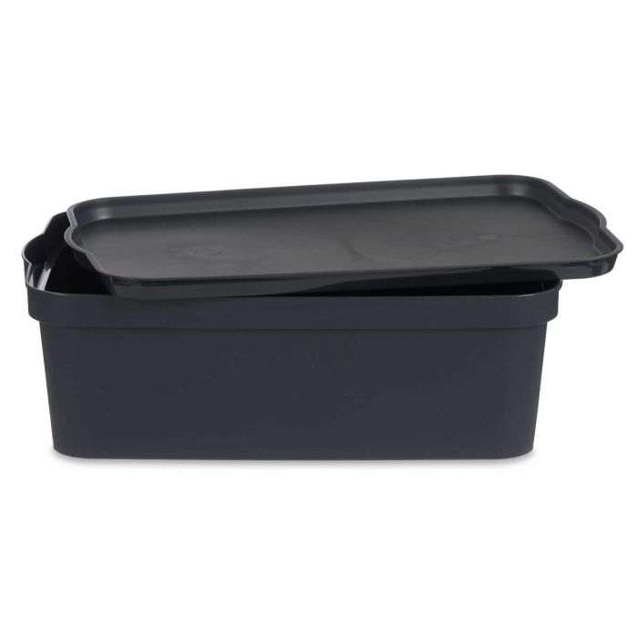 Caja Plastico Con Tapa 14L Antracita Kipit 29X14CM (12 Unidades) 2 Caja Plastico Con Tapa 14L Antracita Kipit 29X14CM (12 Unidades) 2