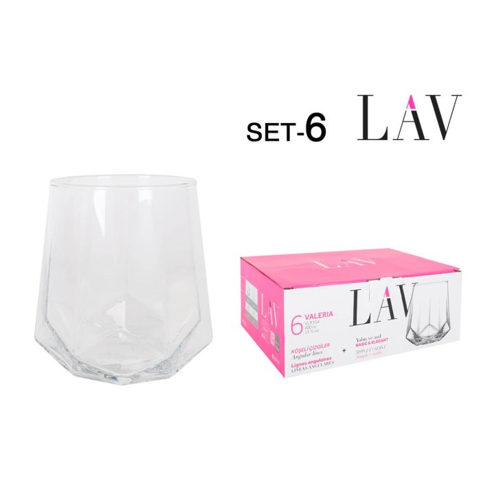 Set de 6 vasos Valeria 400 cc - Lav (8 Cajas) Set de 6 vasos Valeria 400 cc - Lav (8 Cajas)