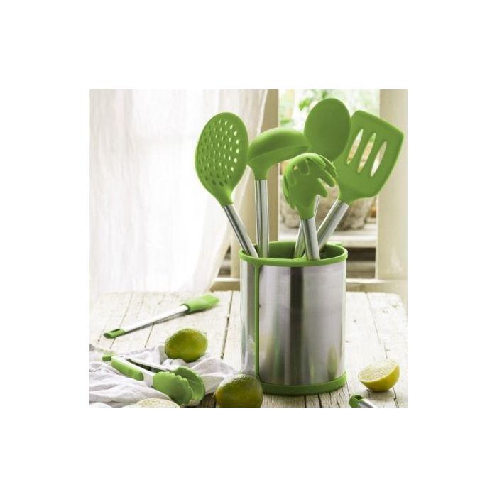 Juego de Utensilios de Cocina BRA A197011 Verde Acero Inoxidable (5 Piezas) 2 Juego de Utensilios de Cocina BRA A197011 Verde Acero Inoxidable (5 Piezas) 2