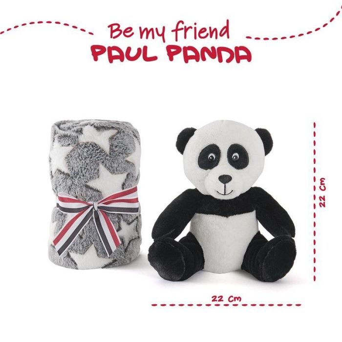 Peluche + Manta suave Oso Panda 22cm 1