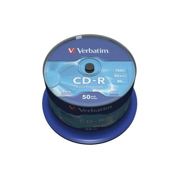 Verbatim CD-R 700MB 52X 80 Min - Discos Grabables de Alta Capacidad para Datos, Música y Almacenamiento - Tarrina de 50 Unidades Verbatim CD-R 700MB 52X 80 Min - Discos Grabables de Alta Capacidad para Datos, Música y Almacenamiento - Tarrina de 50 Unidades