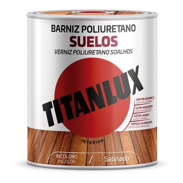 Barniz poliuretano suelos incoloro satinado 4l titanlux m17100004