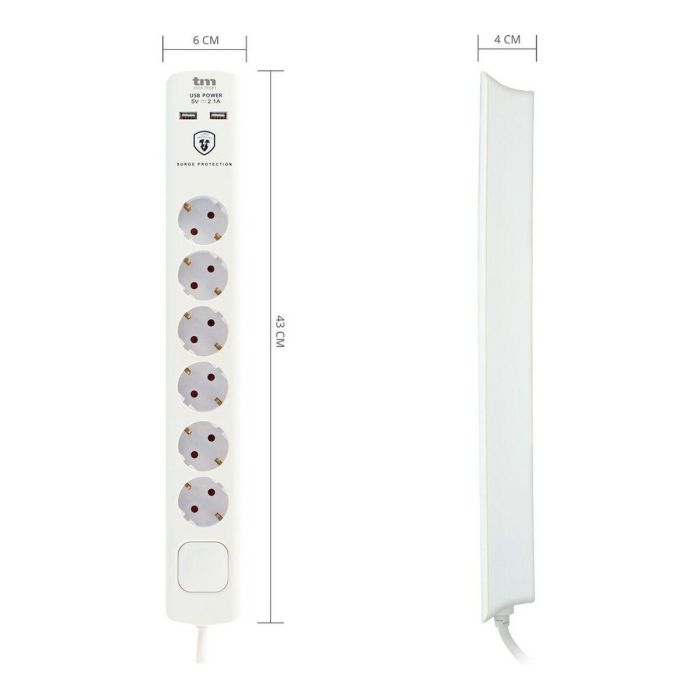 Regleta Enchufes 6 Tomas con Interruptor TM Electron 230 V 1 Regleta Enchufes 6 Tomas con Interruptor TM Electron 230 V 1