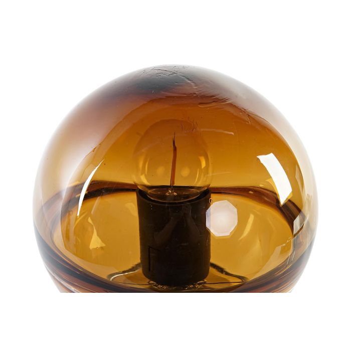 DKD Home Decor Adorno Luminoso Navideño Moderno Cristal y Metal LED Ámbar Dorado 14x14x20 cm, Pilas AAA 3