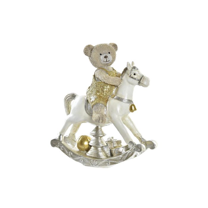 DKD Home Decor Figura Navidad Moderna Caballo Resina Dorado Blanco 6.5 x 15 x 13 cm