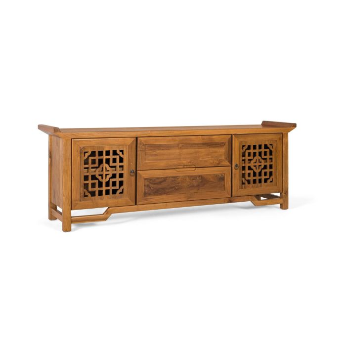 Giner Y Colomer Mueble TV de Teca Maciza 180 cm con 2 Puertas y 2 Cajones Color Miel Claro 1