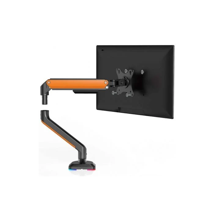 AISENS - SOPORTE DE MESA RGB GAMING CONTRAPESO GIRATORIO E INCLINABLE PARA MONITOR/TV 9KG (3 PIVOTES, 1 BRAZO) DE 17-32, NEGRO-NARANJA