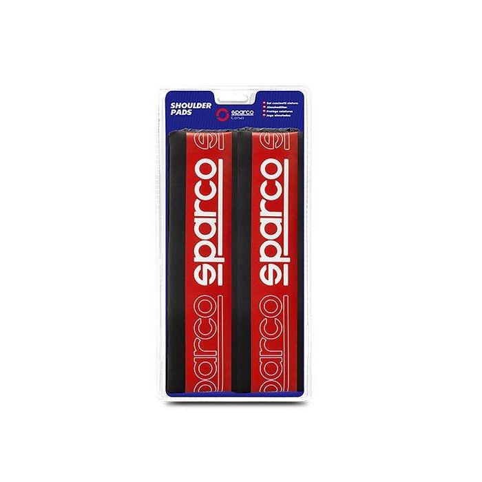 Sparco SPC1208RD Juego de 2 Almohadillas Acolchadas para Cinturón de Seguridad Diseño Deportivo Rojas y Negras - Confort Extra y Antirozaduras 1