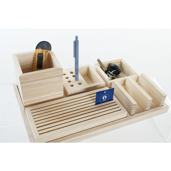 DKD Home Decor Organizador Scandi de Madera Natural 23x12x35 cm, Lapicero (Pack de 2) 2 DKD Home Decor Organizador Scandi de Madera Natural 23x12x35 cm, Lapicero (Pack de 2) 2