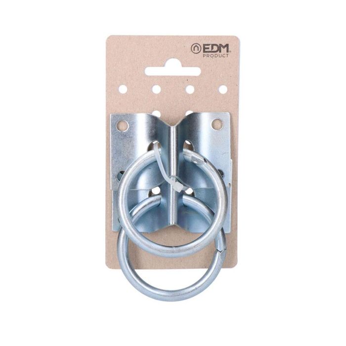 Edm Placa con anilla aparca perros 70x45mm cromada - Pack 2 unid. Edm Placa con anilla aparca perros 70x45mm cromada - Pack 2 unid.