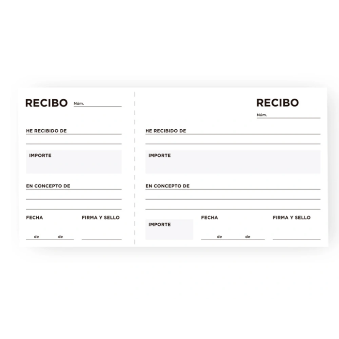 Liderpapel Talonario Recibos Tres en Folio Apaisado Original 205 x 102 mm 1