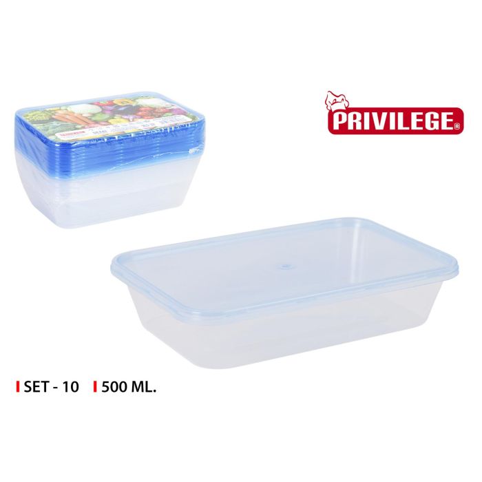 Set 10 Semidesechables Rectangulares 500 Ml Privilege (24 Cajas) Set 10 Semidesechables Rectangulares 500 Ml Privilege (24 Cajas)