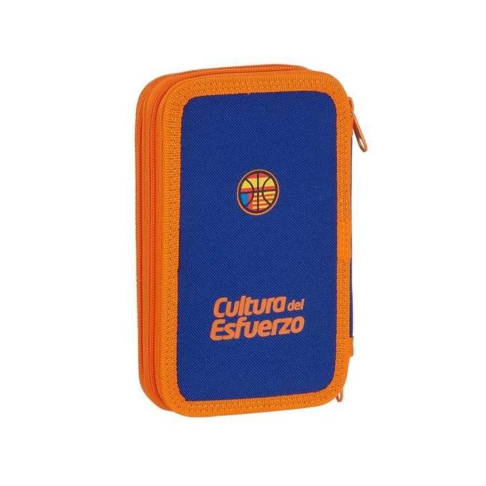 Plumier Doble Valencia Basket M854 Azul Naranja 12.5 x 19.5 x 4 cm (28 piezas)